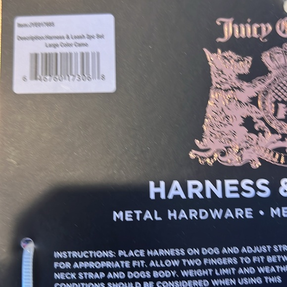 Juicy Couture Harness and Leash Set, Size Large, Color Camouflage. - Picture 3 of 3